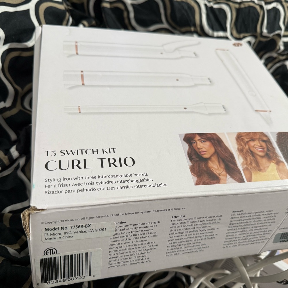T3 Switch Kit Curl Trio White Styling Iron Set new ( just opened but never used
